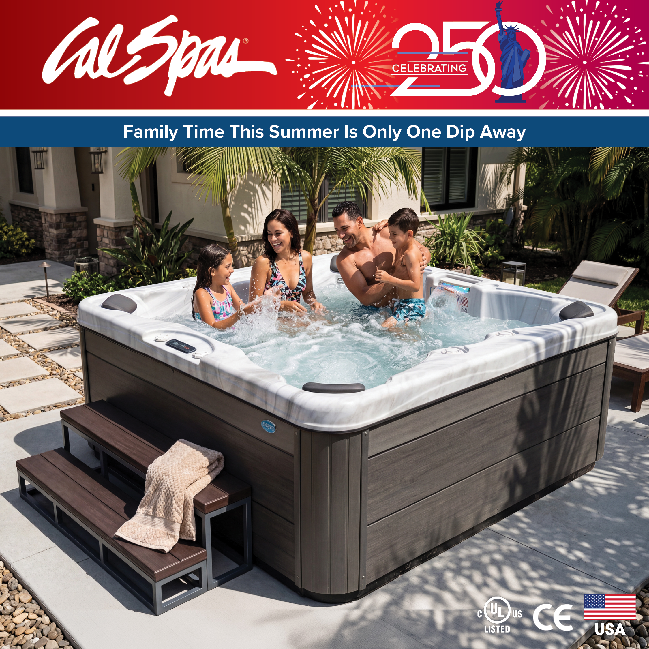 Calspas hot tub being used in a family setting - Glendale